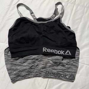 Reebok Black Sports Bra + Gray Heather Layer